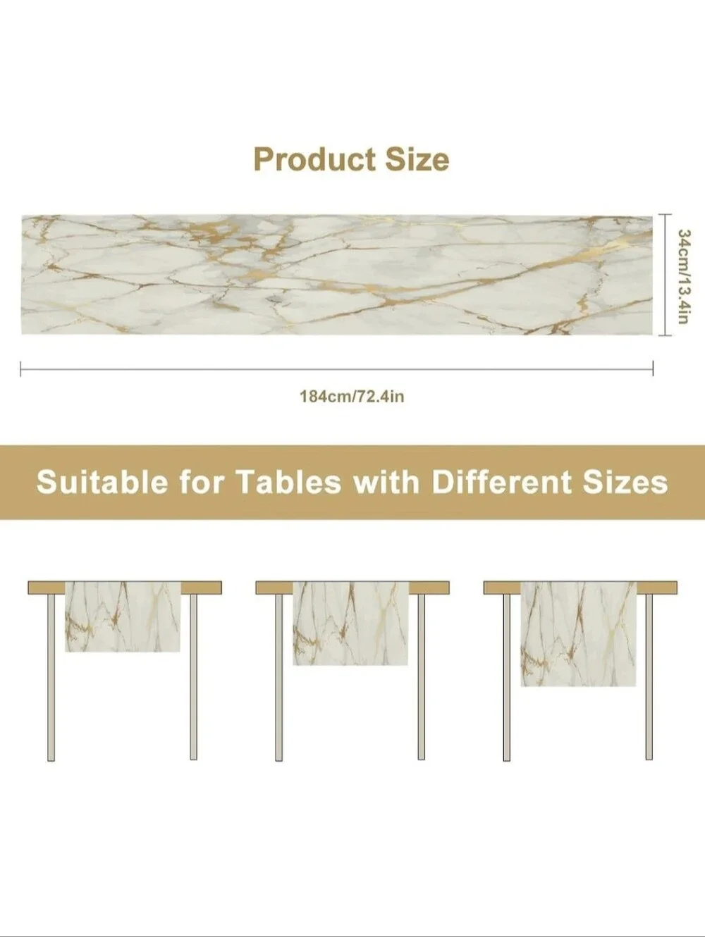 White Marble Table Runner Gold Textures Pattern Table Runner Table Cloth Decor